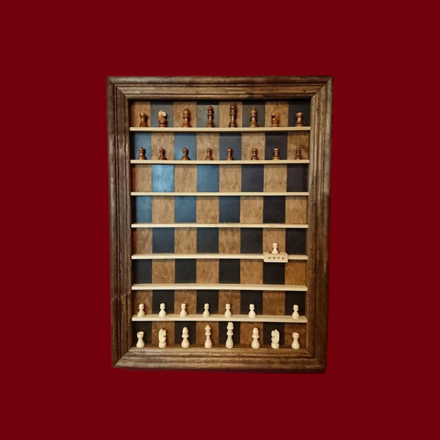 Vertical Chess Set- Large Wall Mounted Wooden Game Board - Conversation Piece - Chess Wall Art - Optional Chess Pieces - Nerd Decor