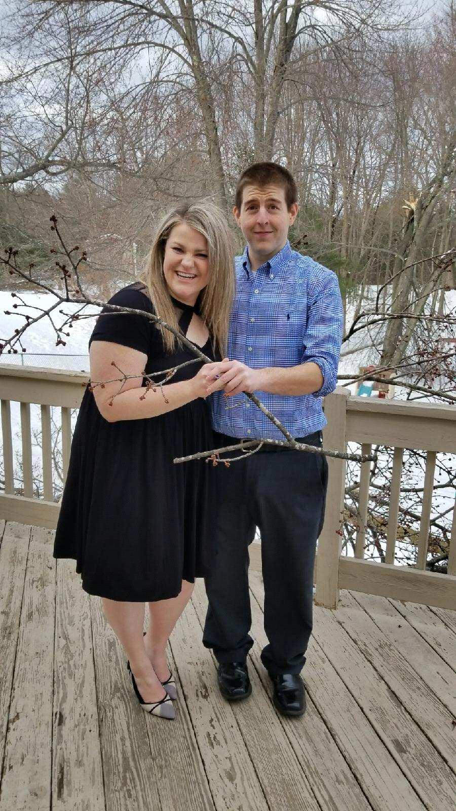 After Caroline’s niece Audrey’s Christening. A friend was snapping photos and posed us with a random branch and we couldn’t keep a straight face!