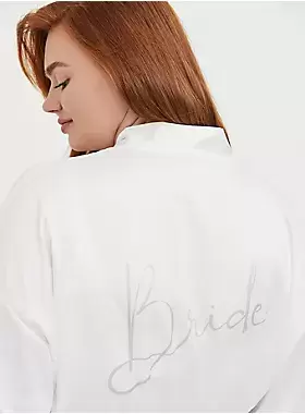 Bride White Satin & Lace Robe