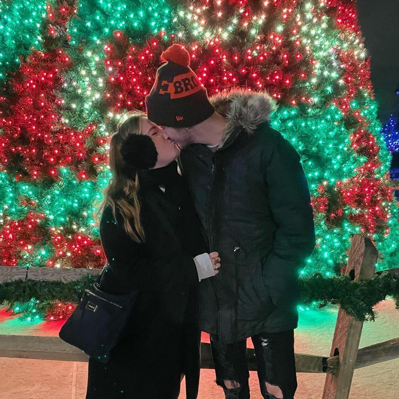 In a tradition started on the day they met, Matthew and Liz go to the holiday zoo lights each year (just so he can ask to hold her hand to keep it warm).