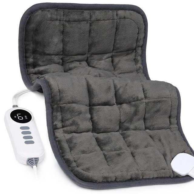 Heating Pad, Weighted Vibrating Massage Heating Pad with Heat Therapy - 6 Massage Modes & 3 Adjustable Heat Settings for Back/Shoulder Pain Relief, 12” x 24”, Black