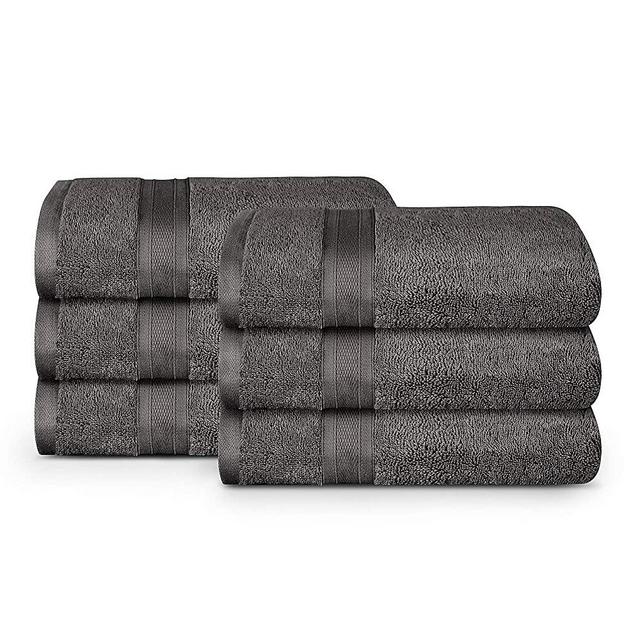 TRIDENT Wash Towel, 6 Piece Bathroom Towel, 100% Cotton, Highly Absorbent, Super Soft, Soft and Plush, 500 GSM (Charcoal)