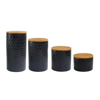 American Atelier 4pc Diamond Embossed Canister Set Navy