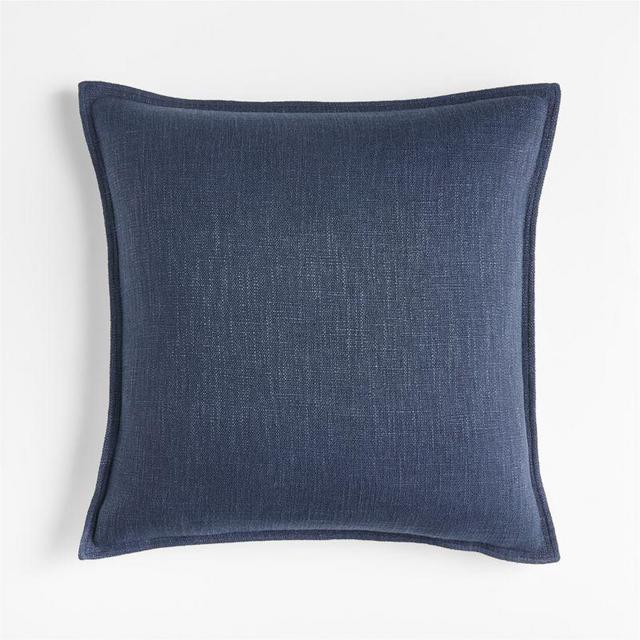 Indigo 20"x20" Laundered Linen Throw Pillow with Down-Alternative Insert
