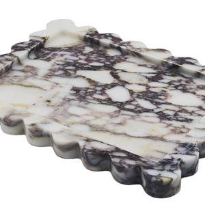 YMXYJM Genuine Calacatta Viola Scalloped Marble Tray, Real Natural Marble Stone Tray, Luxury Decorative Trays for Bathroom, Dresser, Vanity, Kitchen, Home Decor, 10.6" x 8", Calacatta Viola Purple