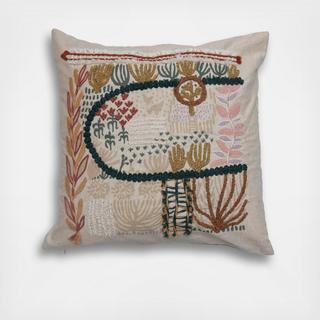 Embroidered Fauna Throw Pillow