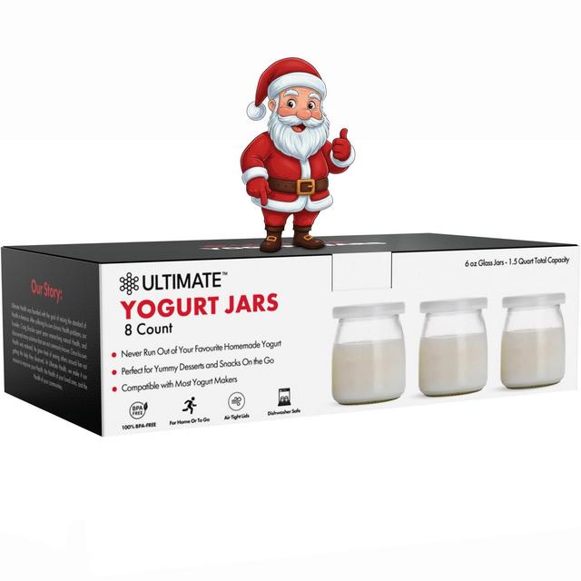 Ultimate Yogurt Jars - Make More Delicious Yogurt! 8 Count Small Glass Yogurt Cups With Lids - 100% BPA Free, Airtight & Dishwasher Safe!