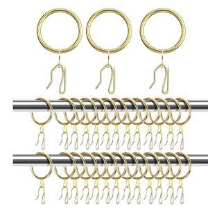 Hotop 60 Pieces 1.26 Inch Metal Drapery Curtain Rings Curtain Hanging Rings and 60 Pieces Metal Drapery Pin Hooks for Drapes Window Door Shower (Gold)