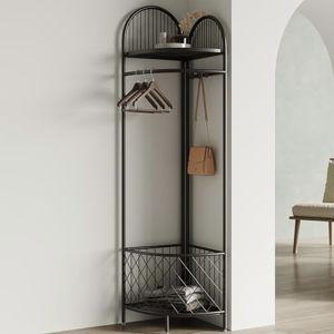 Corner Coat Rack with Storage