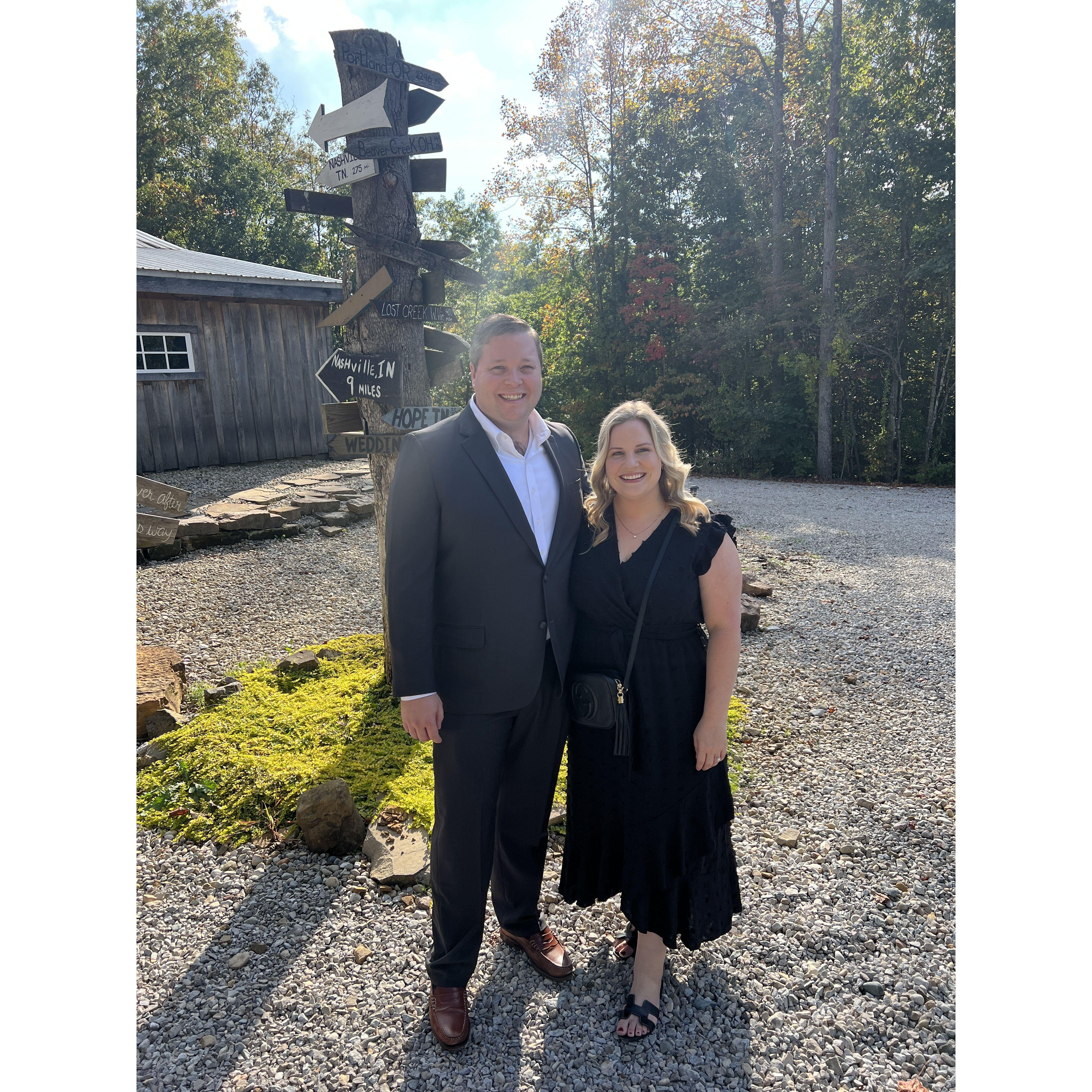 Dressed up for Mike's cousin Helen's wedding in Nashville, IN.