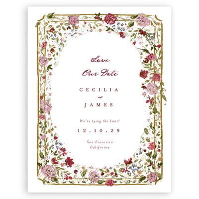 White Floral Wedding Digital Save the Date - Manon Portrait