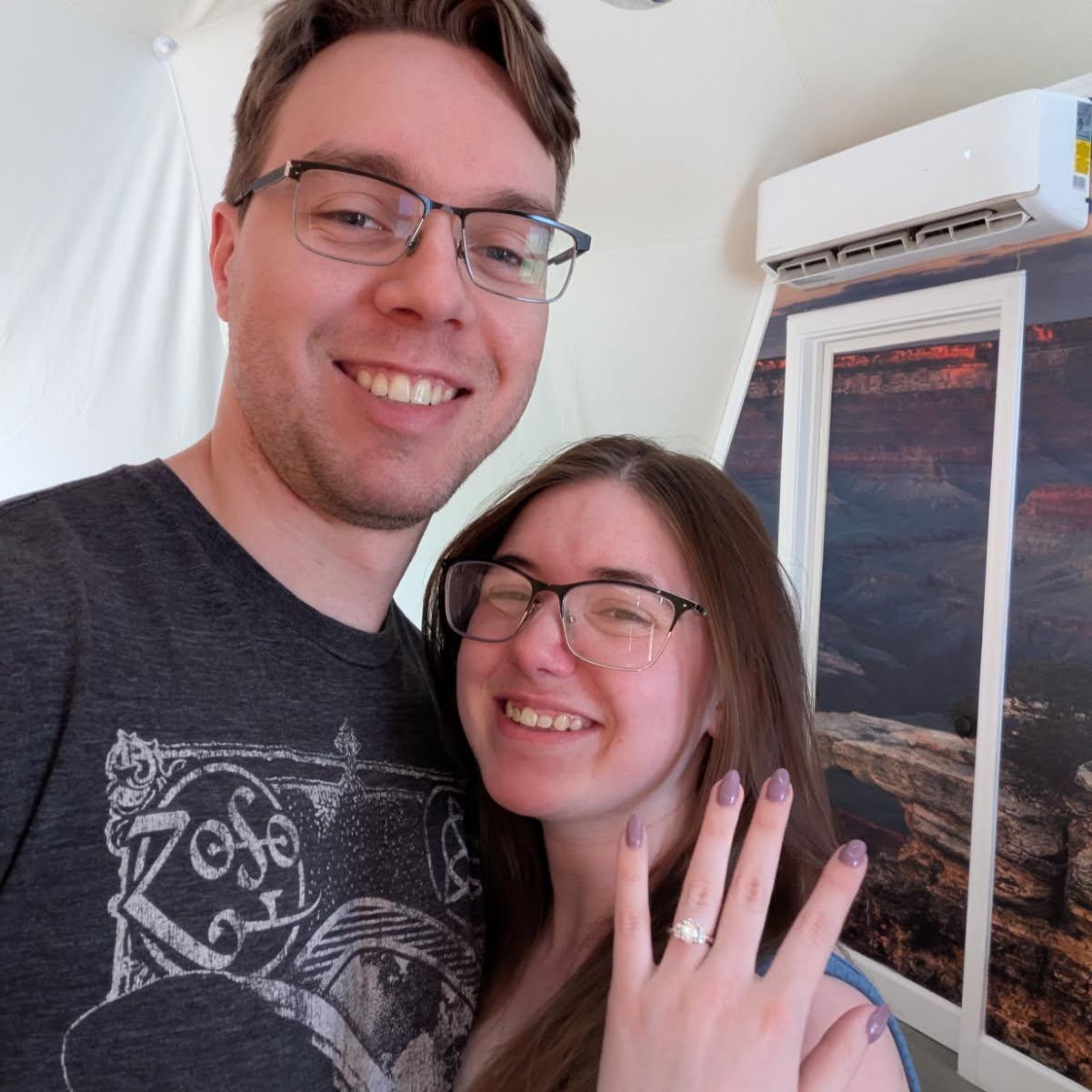 The morning after getting engaged!