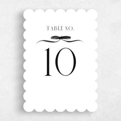 White Scalloped Wedding Table Number - Brienno