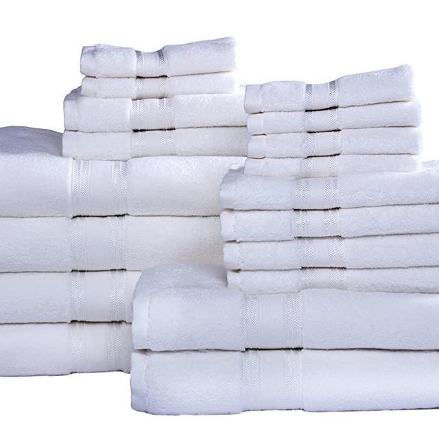 White Bath Towels - Bath Towels Sets for Bathroom, Zero Twist, Quick Dry, 6 Bath Towels, 6 Hand Towels, 6 Wash Cloths, 100% Cotton Towels for Bathroom, Quick Dry, Soft, Extra Absorbent Shower Towels