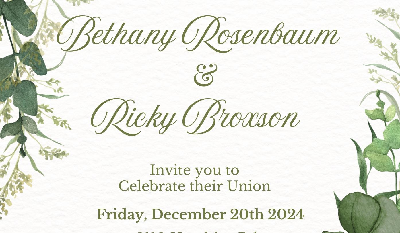 The Wedding Website of Bethany Rosenbaum and Ricky Broxson