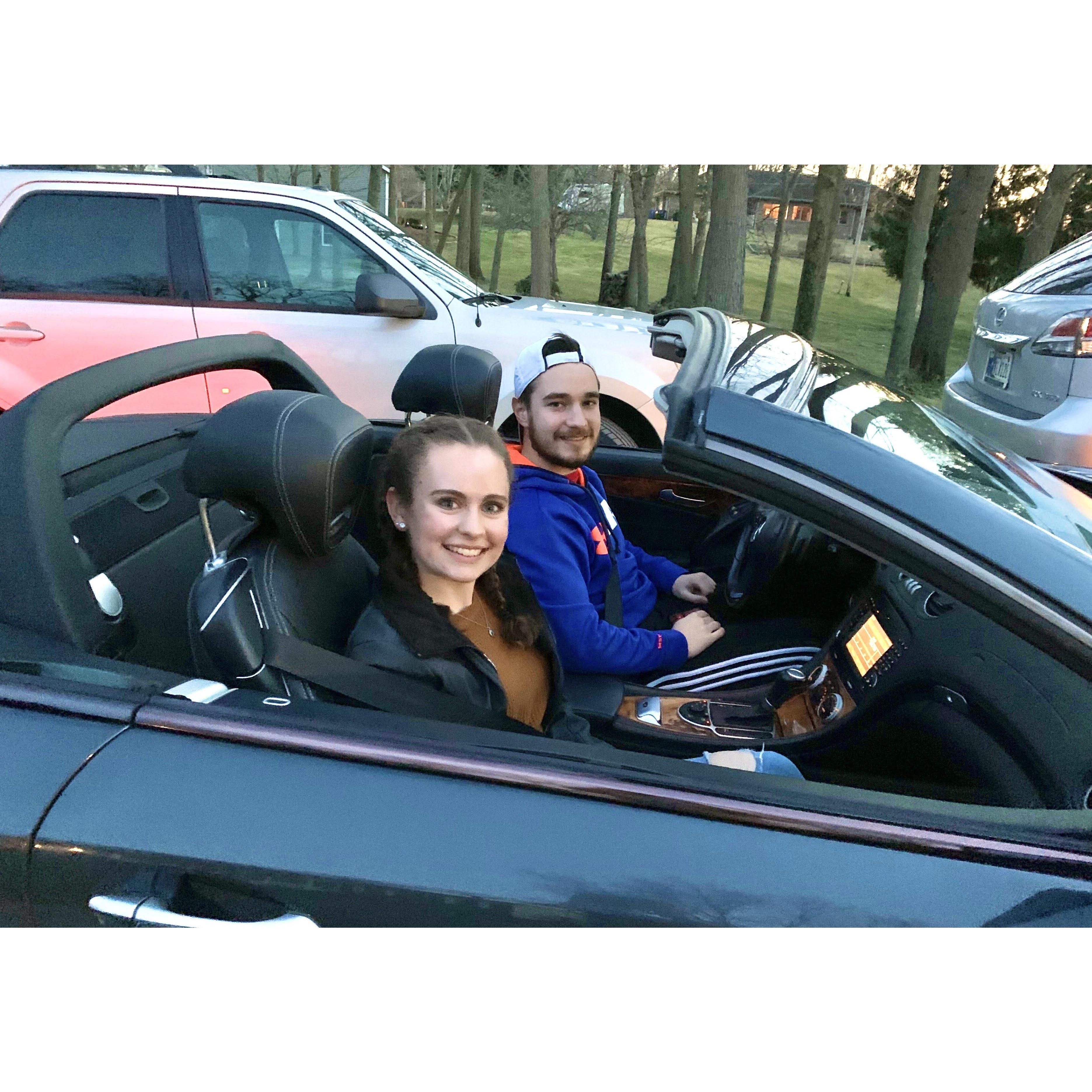 This was the day I first met Greg and Amy! I must have made a pretty good impression because they let us take a drive in the Mercedes.