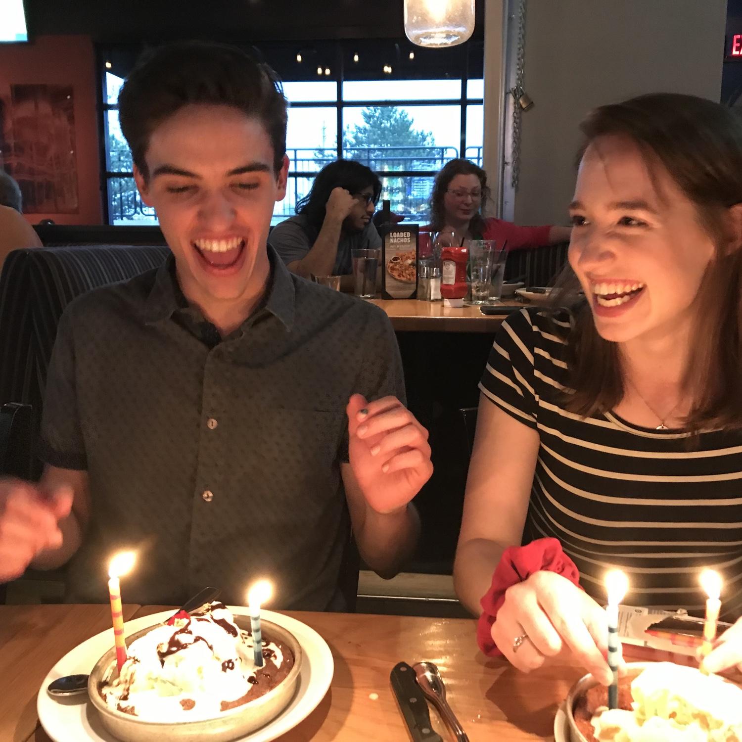 Our 19th birthday celebration with Margo's family. I assured them all after that we were JUST friends... We started dating a few weeks later.