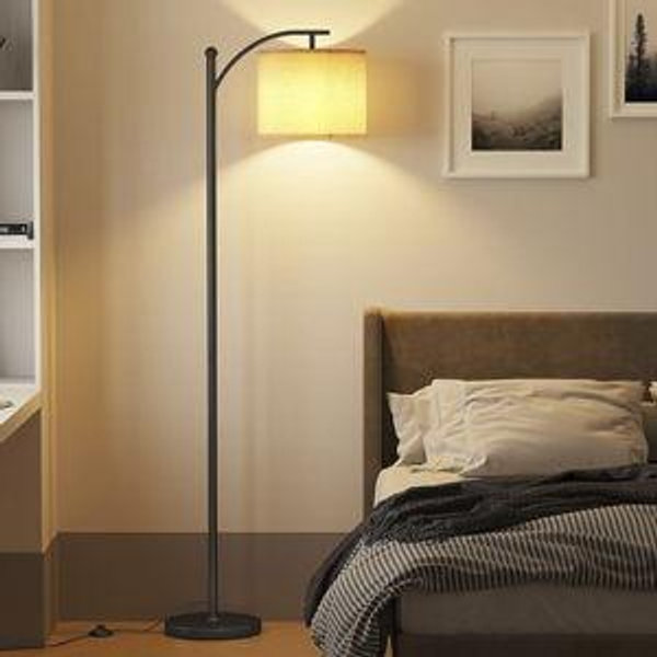SUNMORY Arc Floor Lamp,Modern Floor Lamp with 3 Color Temperatures Bulb,Metal Standing Lamps with Adjustable Hanging Lampshade,Tall Floor Lamps for Living Room (Black)