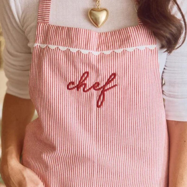 Red stripe apron