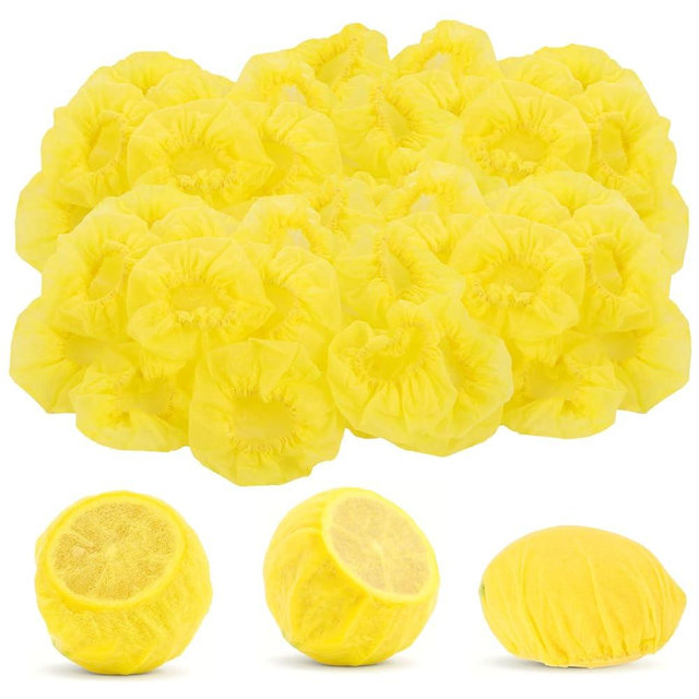 YBEATY 100 Pcs Lemon Wedge Wraps Yellow Lemon Nets Stretch Bag Cloth Covers Beverages Squeezing Halves Cover Making Seed Free Juice Covers