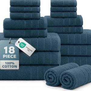 100% Luxury Cotton Bathroom Towels Set - 18 Pc - Super Soft, Quick Dry