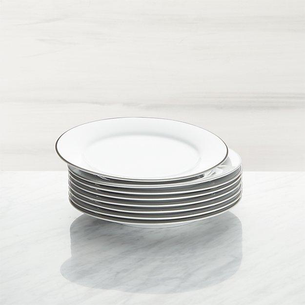 Aspen Grey Band Salad Plates, Set of 8