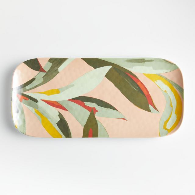 Breezy Melamine Palm Leaf Platter