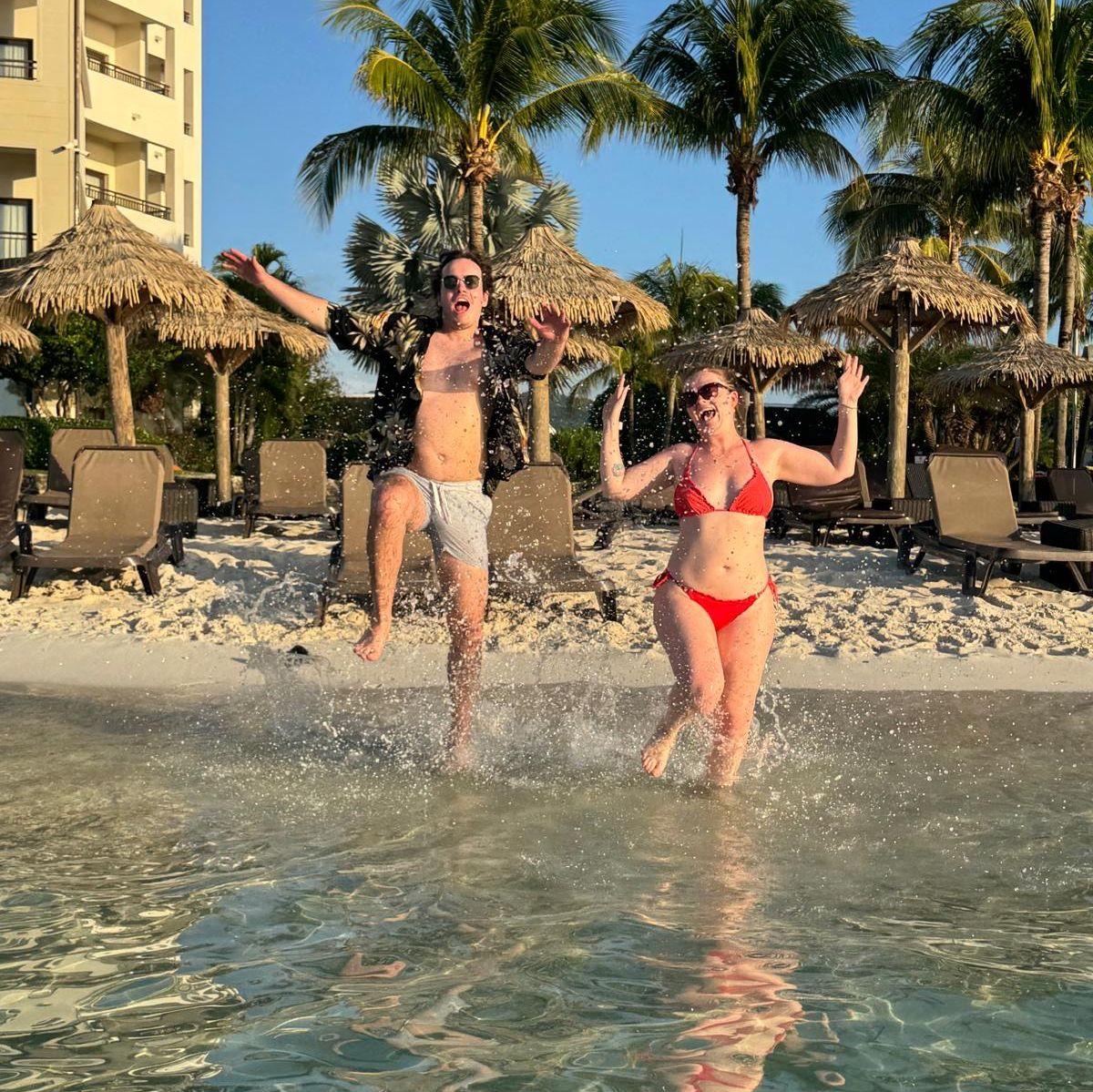 Literally jumping into married life together