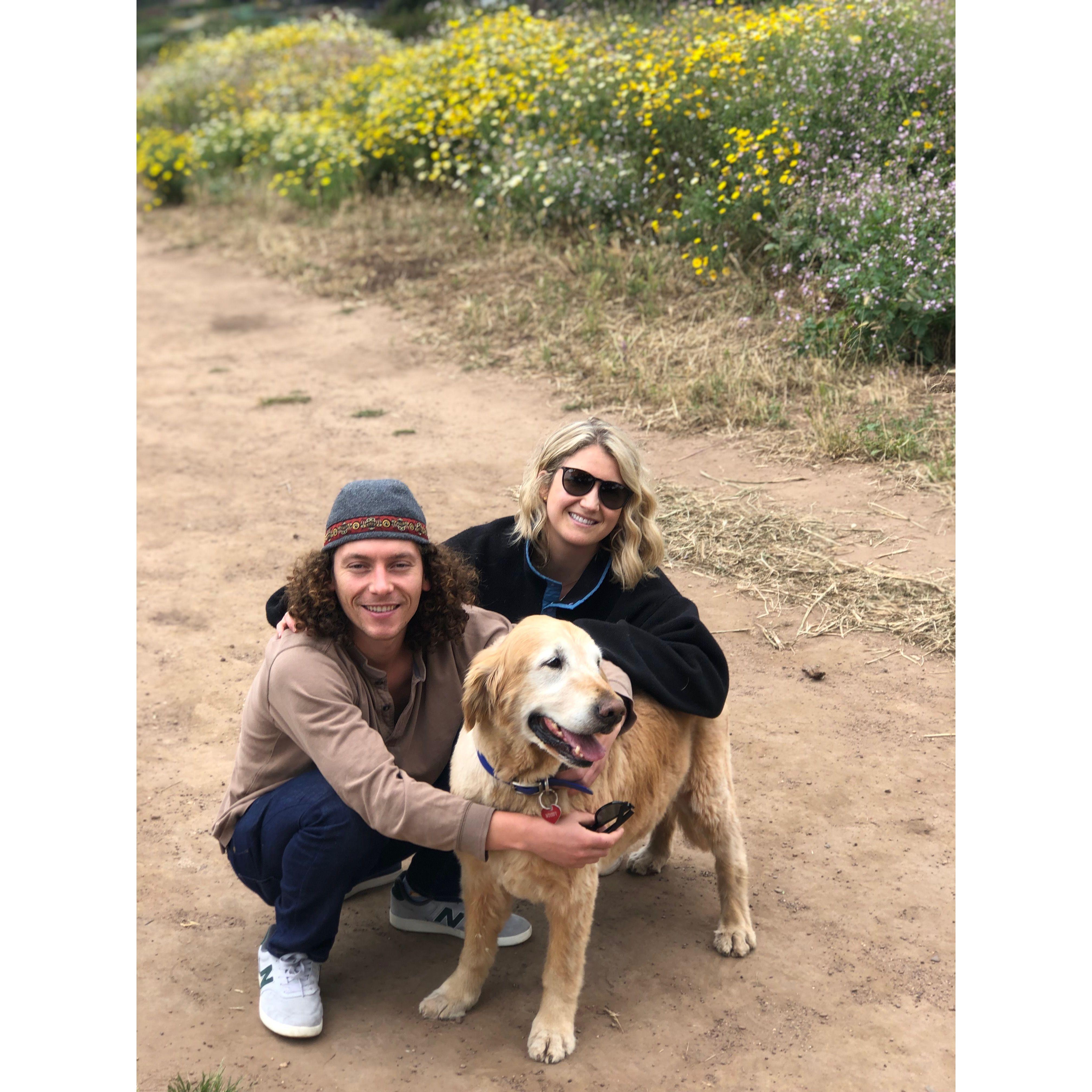 Natalie and Austin Ford with their canine cousin Woody.