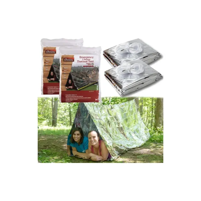 Grizzly Gear Emergency Thermal Tent | Weatherproof Mylar Disaster Survival 2-Person Bivouac 2-Pack | 8ft x 3ft | Compact Lightweight Shelter