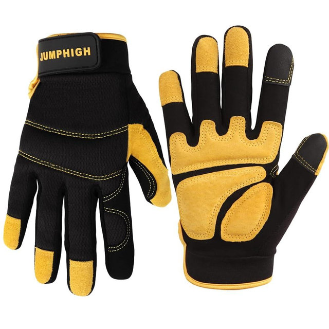 JUMPHIGH Safety Work Gloves, Utility Mechanic Working Gloves High Dexterity Touch Screen for Multipurpose, Excellent Grip