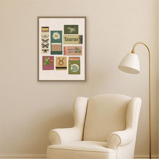 Taurus Matchbooks Linen FC Print Framed Canvas Wall Art