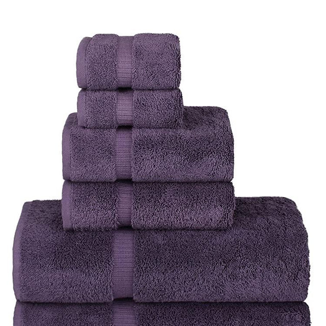 Chakir Turkish Linens Luxury Spa and Hotel Quality Premium Turkish Cotton 6-Piece Towel Set (2 x Bath Towels, 2 x Hand Towels, 2 x Washcloths, Plum)