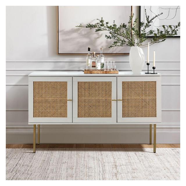 Tknow 54"Wide Storage Sideboard with Metal Legs | KARAT HOME-White