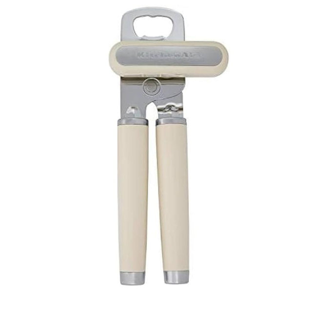 KitchenAid Classic Multifunction Can Opener and Bottle Opener Easy to Use, Razor Sharp Stainless Steel Cutting Wheel, Soft Ergonomic Handles, Almond Cream
