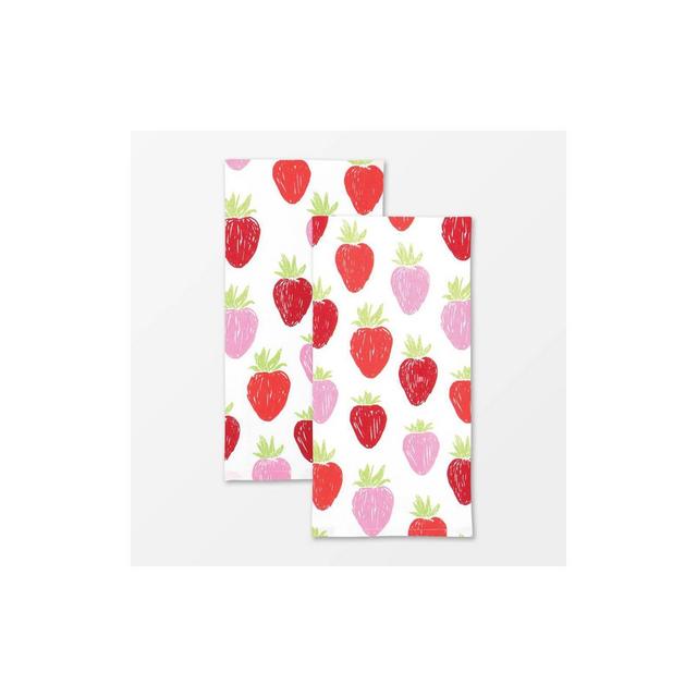 2pk Designer Strawberry Print Towel - MU Kitchen