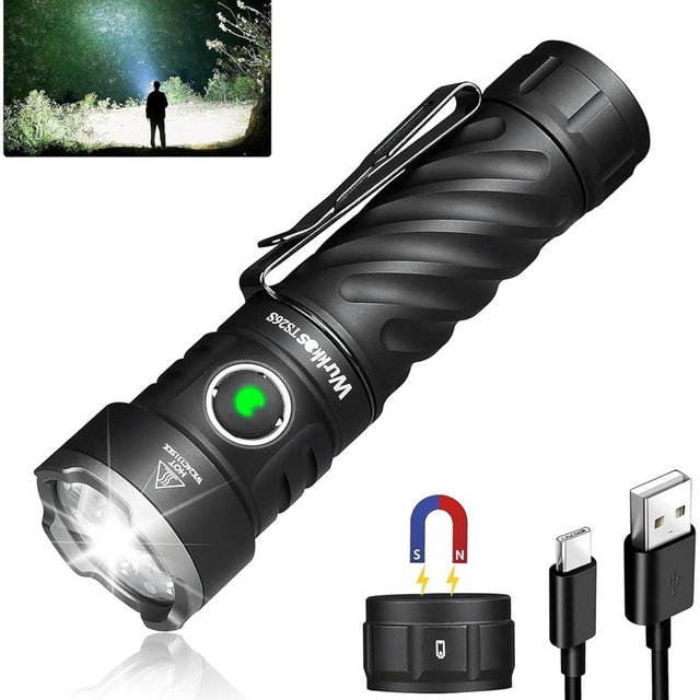 Wurkkos TS26S Rechargeable Flashlight,3100 High Lumens LED Flashlight 95CRI,Magnetic Tail Cap,191 Meters 5000K Boost Constant Current,IP68 Waterproof for Dog Walking,Camping,Emergency