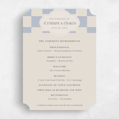 Blue Ticket Wedding Program - Sarlat