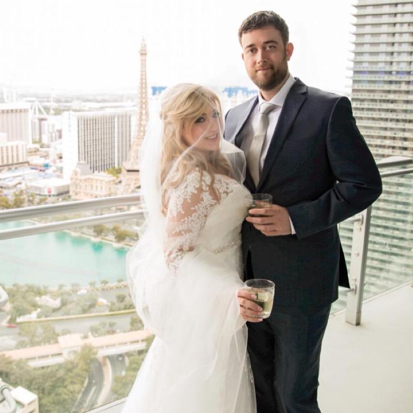On the balcony of the Cosmopolitan where our first date was!