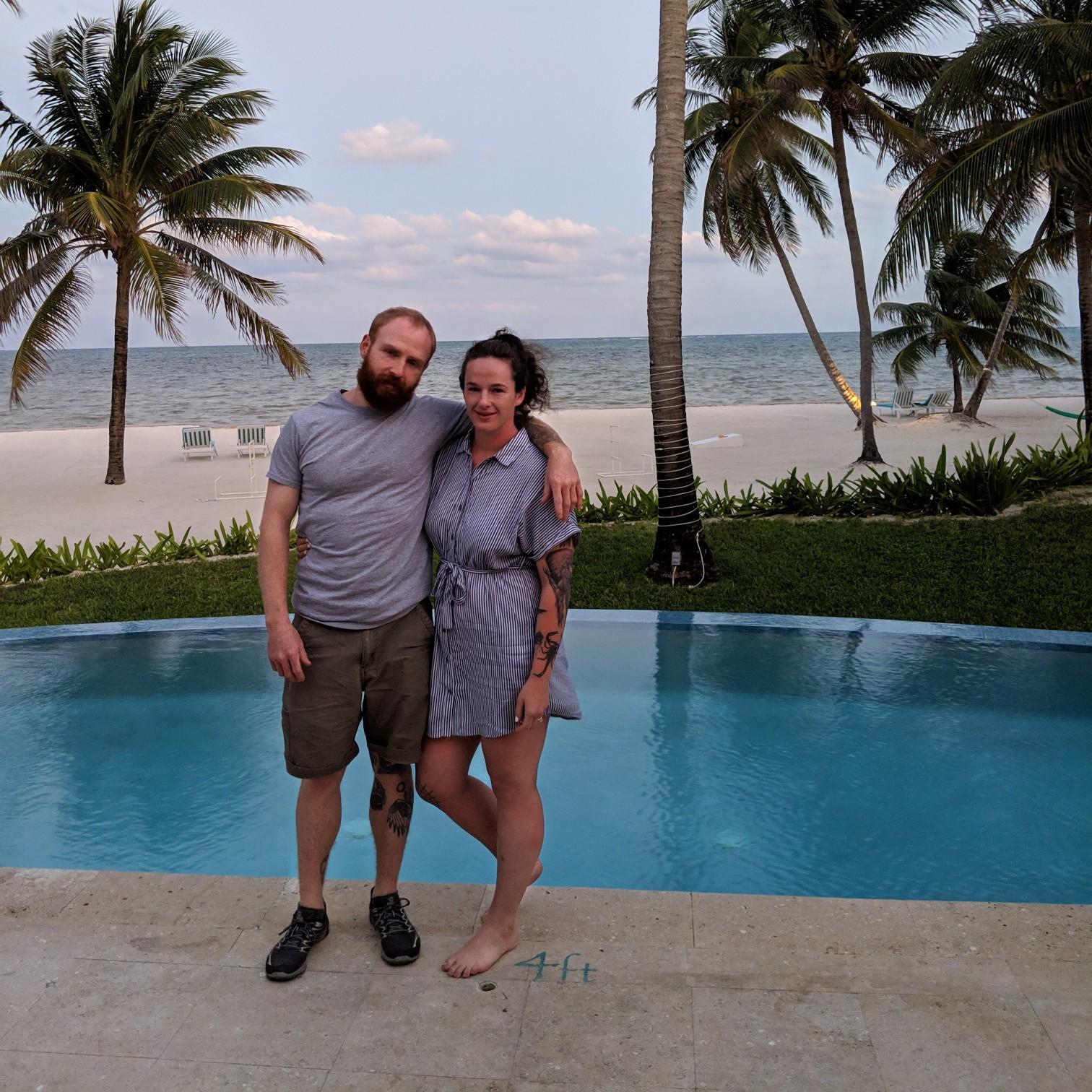 Before dinner at our beautiful hotel in San Pedro