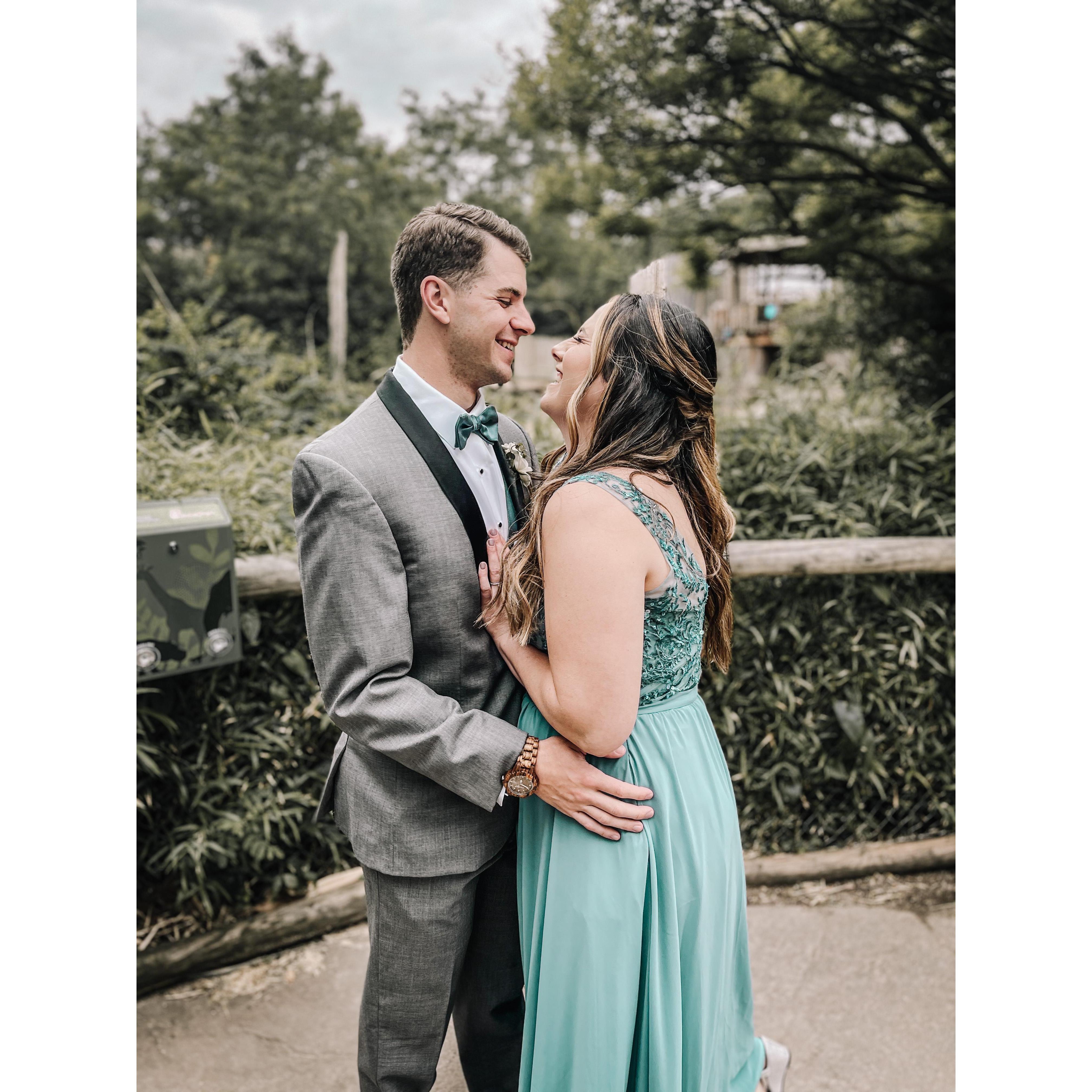 We both got to stand by Nick and Desirae on their big day in 2021, and enjoyed trying to distract the giraffes at their fun zoo wedding!