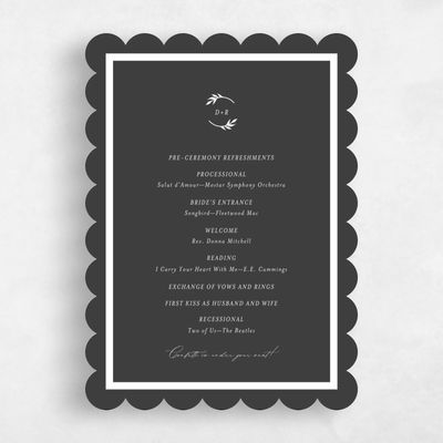 Black Scalloped Wedding Program - Orvieto