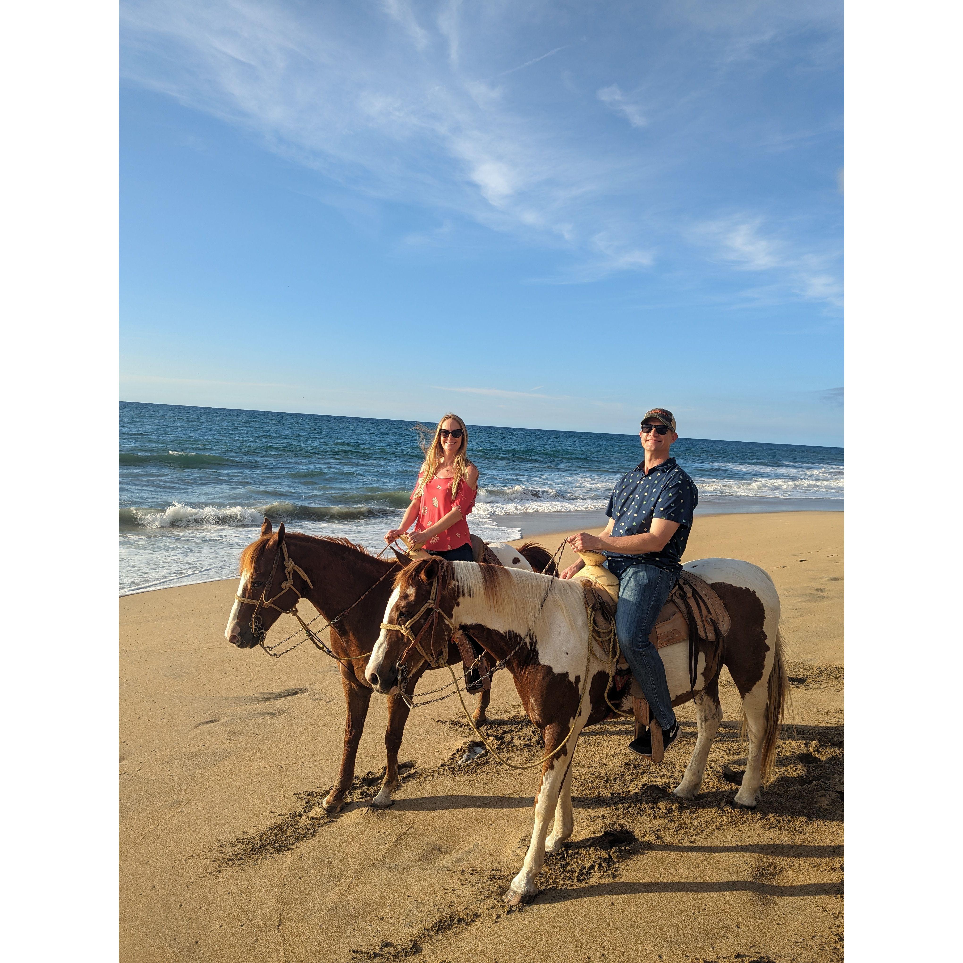 Riding in Sayulita on our wedding planning trip in March 2024