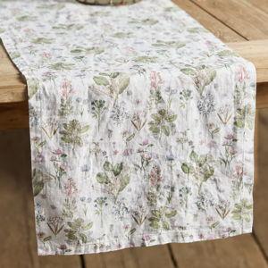 Botanical White Linen Runner