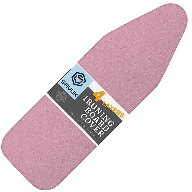 Ironing Board Cover and Pad Standard Size Silicone Coated 4 Layers 15x54 inch Extra Heavy Duty Thick Padding, Heat Reflective, Non Stick Scorch and Stain Resistant, Elastic Edge (Pink, 15"x54")