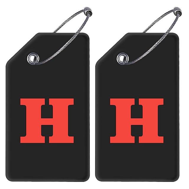 2 Pack Initial Luggage Tag, Silicone Luggage Tags for Suitcases with Privacy Name Card and Metal Loop for Travel Sports(H)