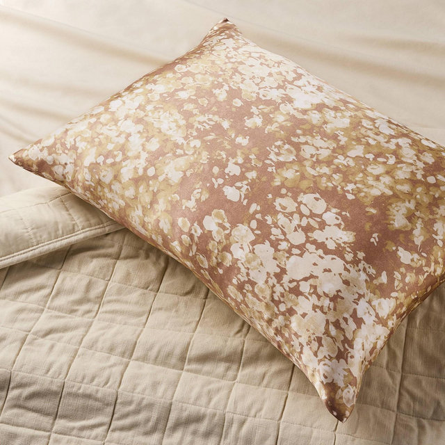 Standard Solid Silk Pillowcase Blush Pink Impressionist Print - Casaluna™