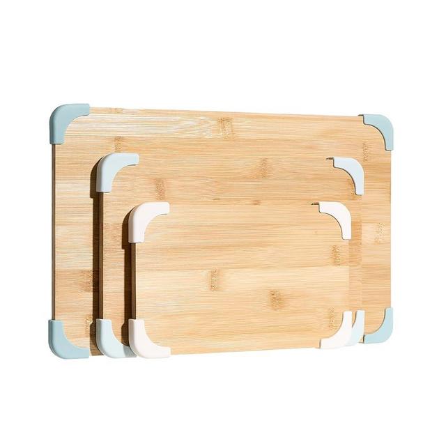 COOK WITH COLOR Bamboo Cutting Board Set- 3 Pc. Large, Medium and Small Non Slip Cutting Boards for Kitchen, Meats, Veggies and Fruit (Sage)