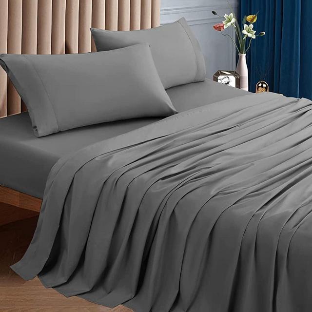 SONORO KATE 1000 Thread Count Bed Sheet Set 100% Egyptian Cotton King Size Sheet,Very Soft & Silky Sateen Weave Sheets,Luxury Hotel Fits Mattress Up to 16-20 inches Deep Pocket (King, Dark Grey)