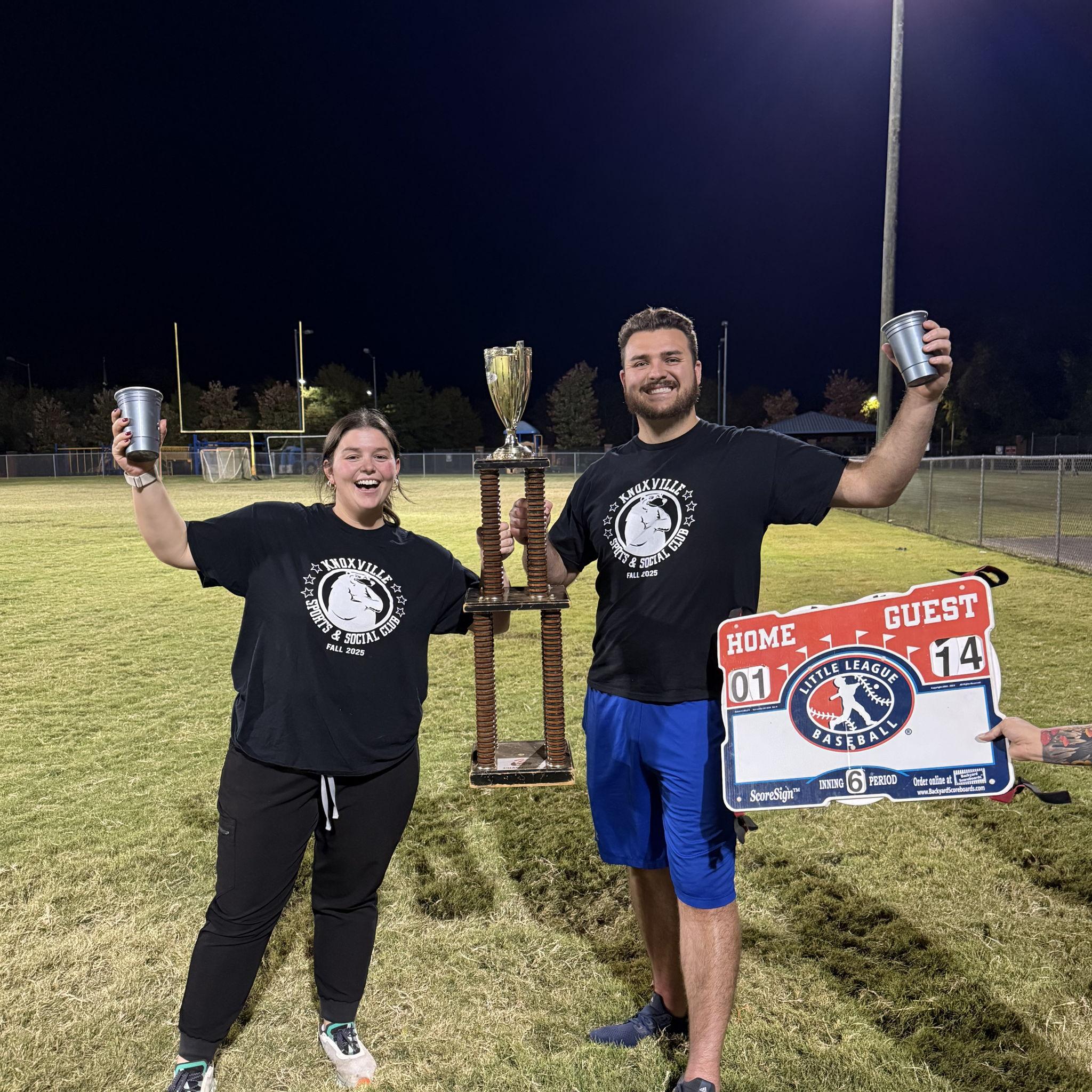 Absolutely dominated the kickball field. Our games our wednesday night if you want to come out and support!